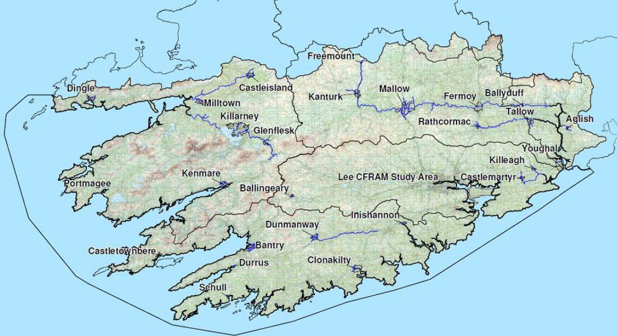 детална карта на западна ирска