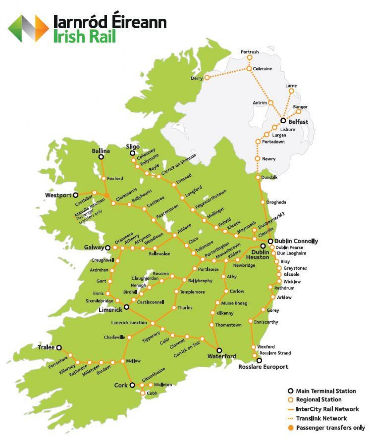 железнички патување во ирска мапа