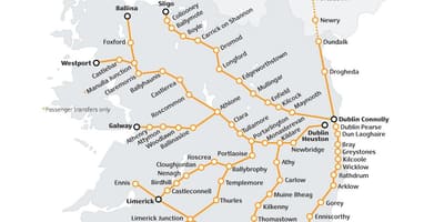 Воз патување во ирска мапа