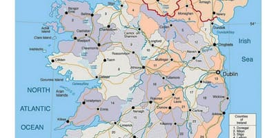 Карта на ирска со градови