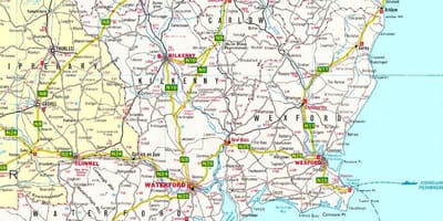 Мапа на југоисточна ирска