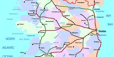 Карта на воз правци во ирска
