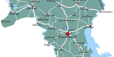 Карта на округот roscommon ирска