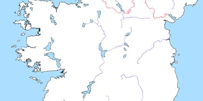 Карта на празно карта на ирска со реки