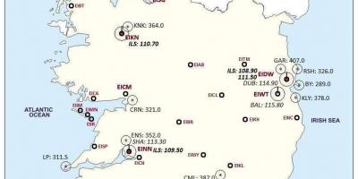 Карта на ирска се покажува аеродроми